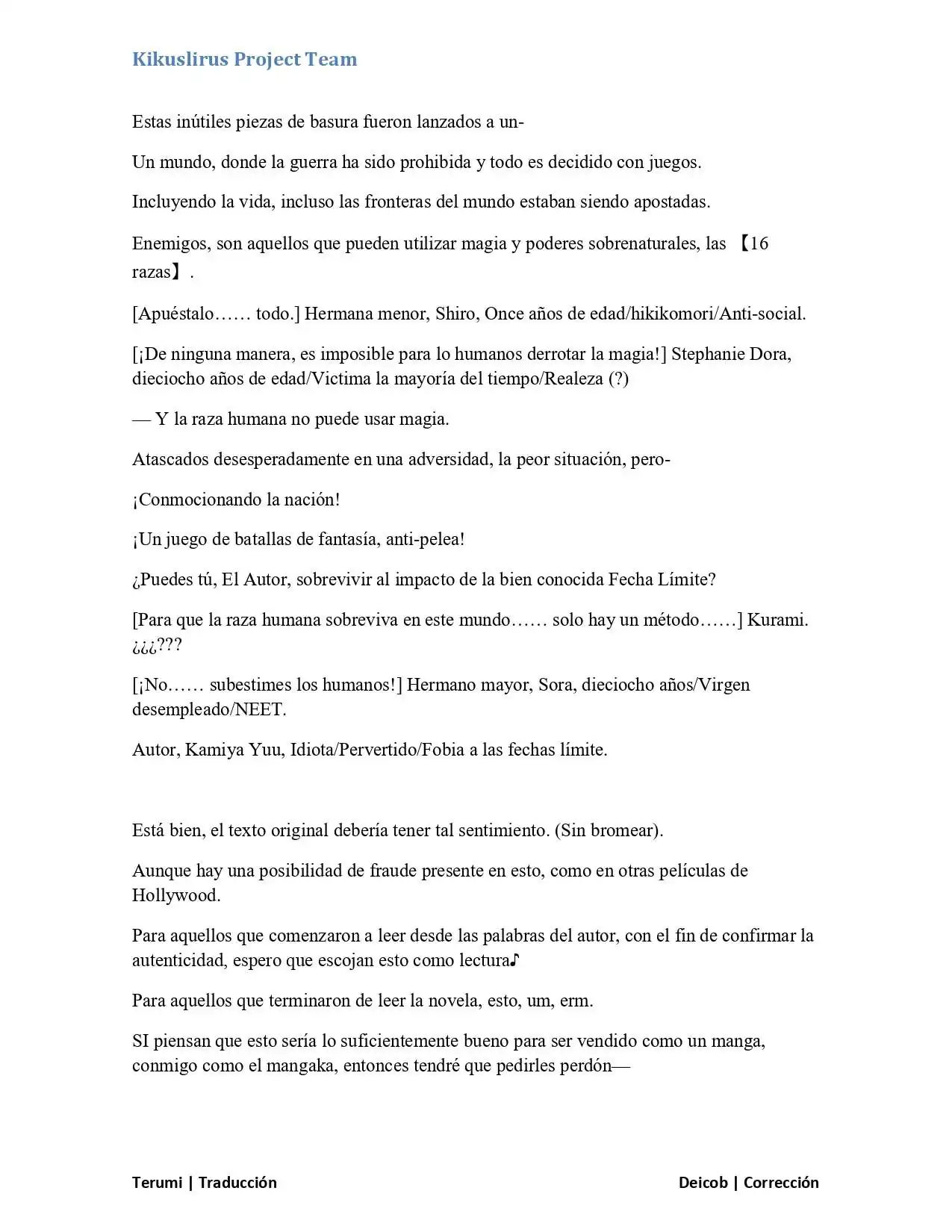 Página 20 — No Game No Life Capítulo 1.5