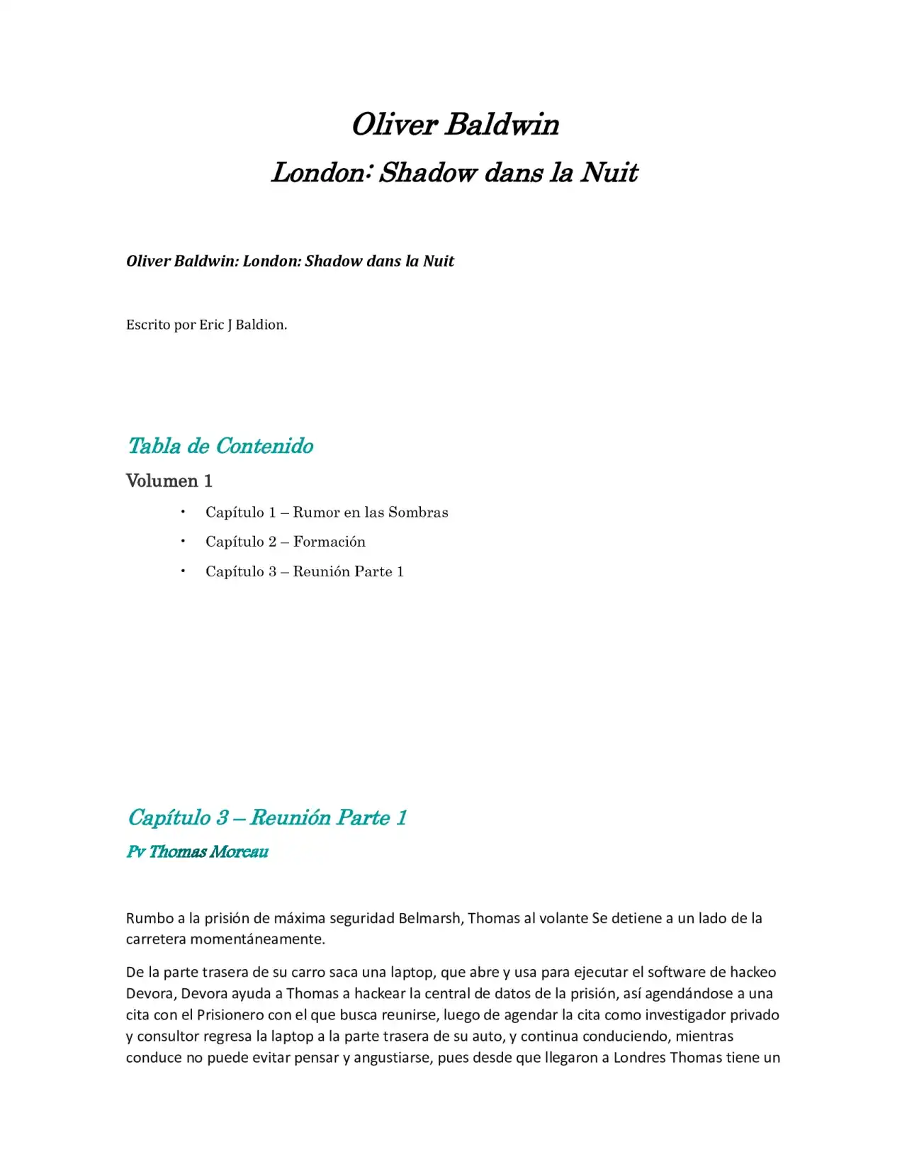 Página 1 — Capítulo 3 de Oliver Baldwin London: Sombras en la Noche