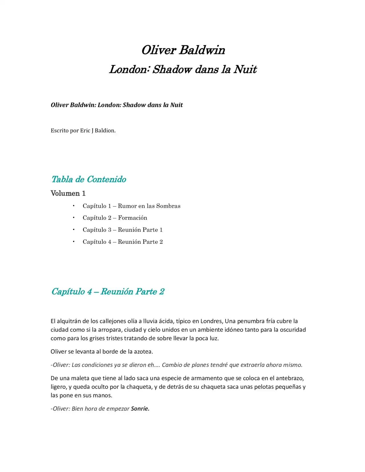 Página 1 — Capítulo 4 de Oliver Baldwin London: Sombras en la Noche