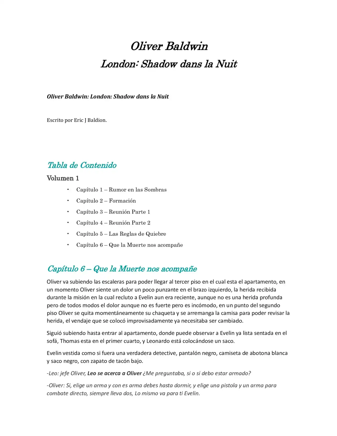 Página 1 — Capítulo 6 de Oliver Baldwin London: Sombras en la Noche