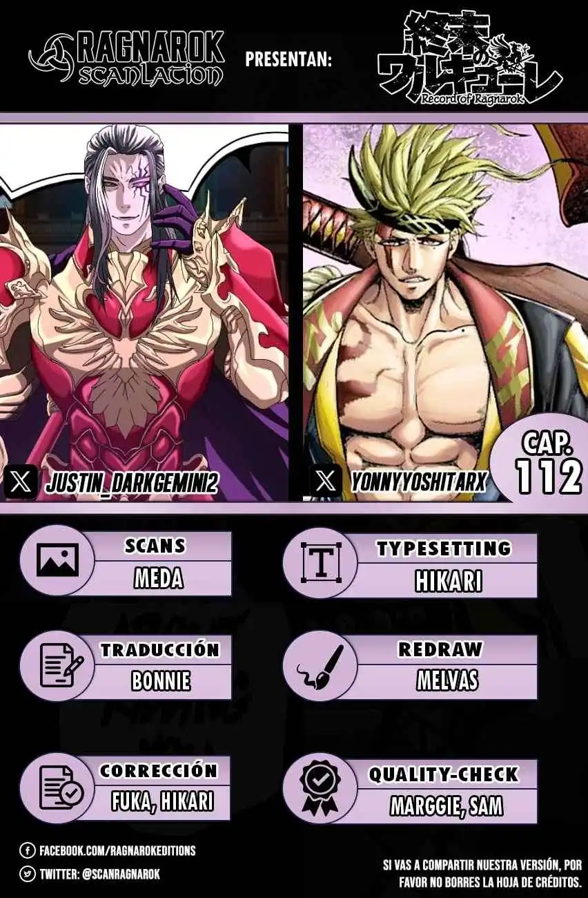 Página 1 — Shuumatsu no Walküre Capítulo 112